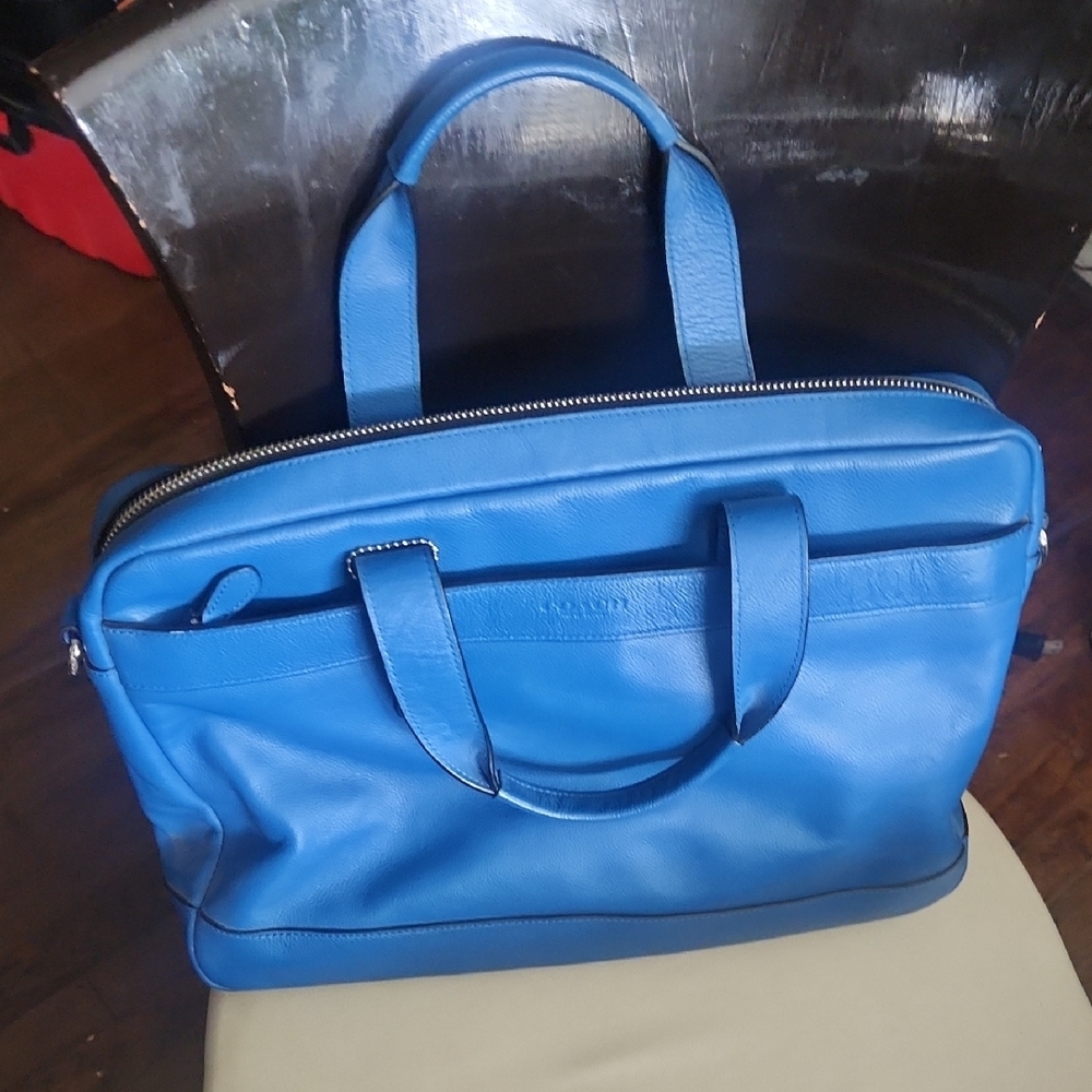 Coach Blue Briefcase with Structured Design